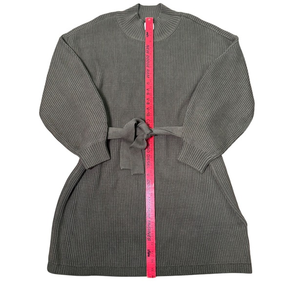 Anthropologie Maeve Long Sleeve Mock Neck Tie Waist Mini Dress Green Women's XL - Picture 5 of 8